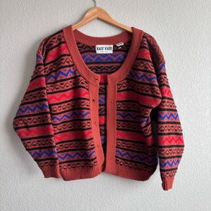 Vintage KNIT KNIT Tribal Color Block Sweater Cardigan